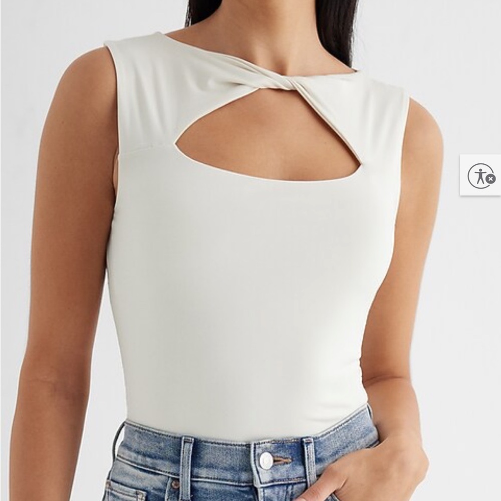 NWT Express Body Contour Compression Twist Cutout Front Bodysuit - Large